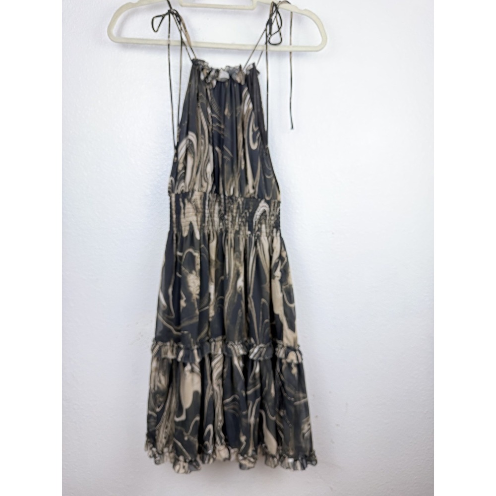 NWT Banana Republic Halter Mini Dress Marble Print in Green & Tan Size PXS - Picture 5 of 11